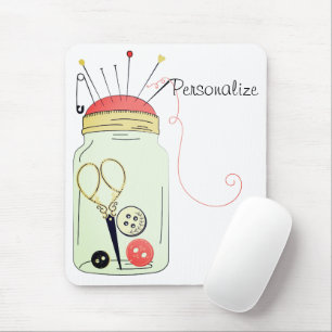Vintage sewing kit mouse pad