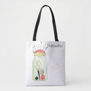 Vintage sewing kit tote bag