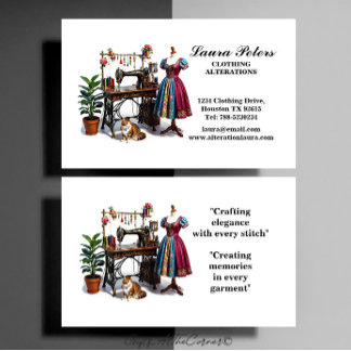 Vintage Sewing Machine Clothing Alteration Business Card