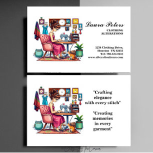 Vintage Sewing Machine Clothing Alteration Business Card