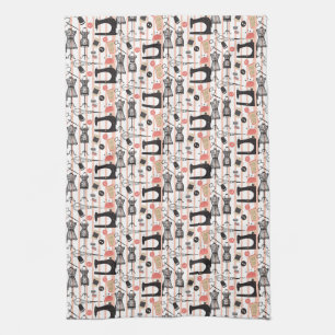 Vintage Sewing Machine Crafty Sew Theme Design Tea Towel