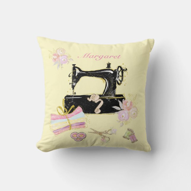 Vintage Sewing Machine Cushion (Front)