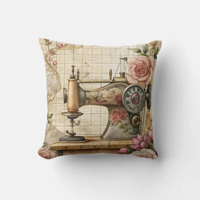 Vintage Sewing Machine Cushion (Front)