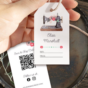 Vintage Sewing Machine Floral Size Price Hang Tags