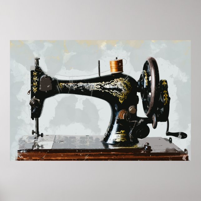 Vintage Sewing Machine Just Like Grandma's Poster (Front)
