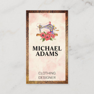 Vintage Sewing Machine   Leather Texture Border  Business Card