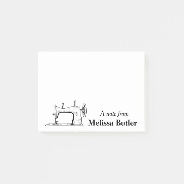 Vintage Sewing Machine Personalised Post-it Notes (Front)