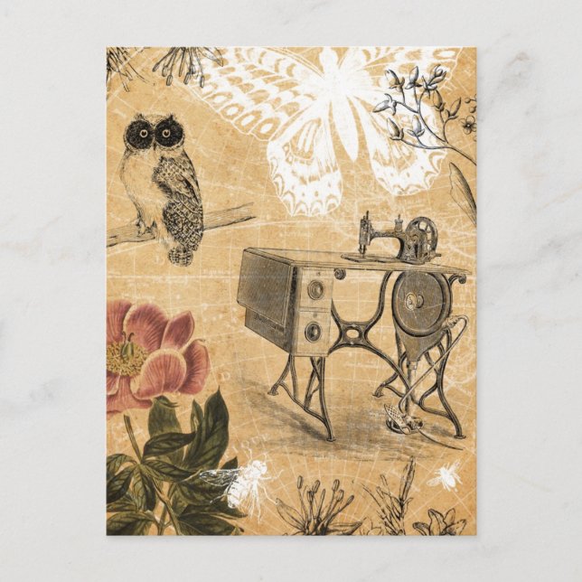 Vintage Sewing Machine Postcard (Front)