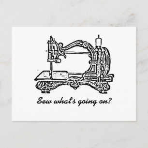 vintage sewing machine postcard