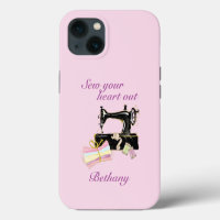 Vintage Sewing Machine Quote Pink