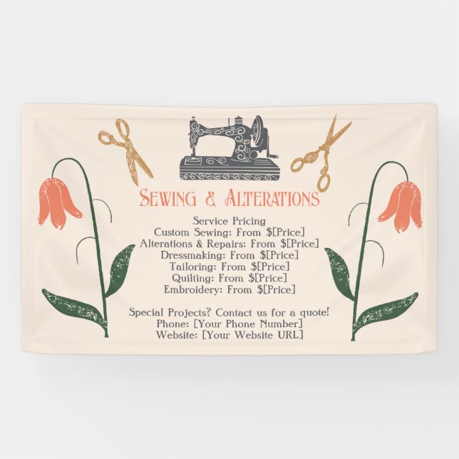 Vintage Sewing Machine Seamstress Banner (Horizontal)