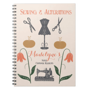 Vintage Sewing Machine Seamstress Tailor Notebook