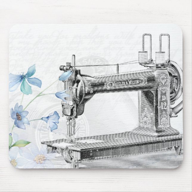 vintage-sewing-machine-sew-needle mouse pad (Front)