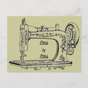 Vintage Sewing Machine Stitch by Stitch Postcard
