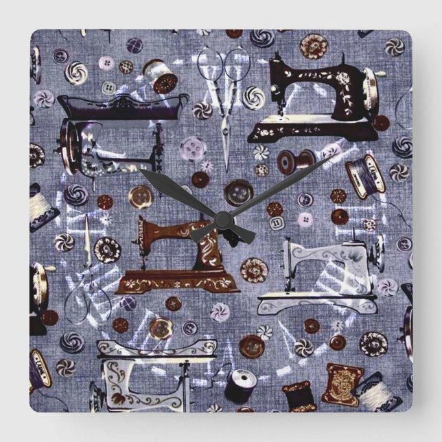 Vintage Sewing Machines Seamstress Wall Clock (Front)