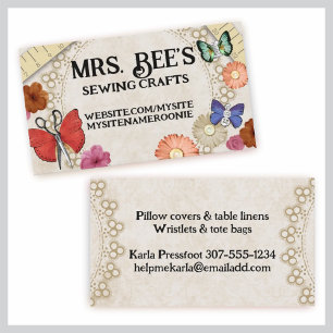 Vintage sewing notions butterflies seamstress card