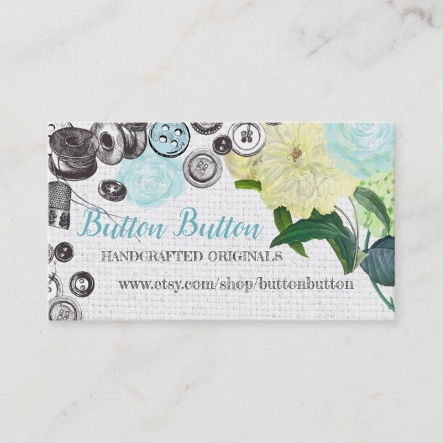 Vintage sewing notions seamstress business card (Front)