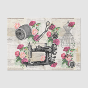 Vintage Sewing Pink Roses French Tissue Paper