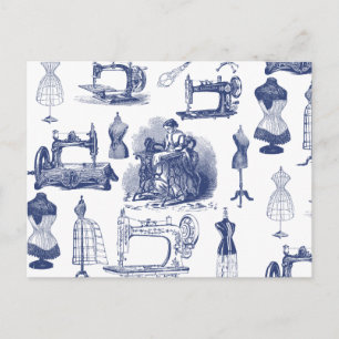 Vintage Sewing Toile Postcard