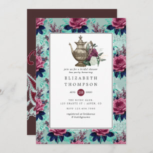 Vintage Shabby-Chic Bridal Shower Tea Party Invitation