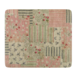 Vintage Shabby Chic Cherry Floral Decoupage Cutting Board