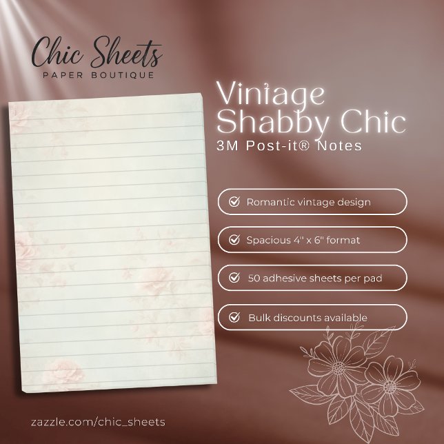 Vintage Shabby Chic Design 3M Post-it® Notes (Creator Uploaded)