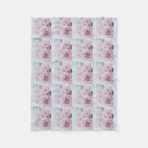 Vintage Shabby Chic Dusky Pink Roses Fleece Blanket