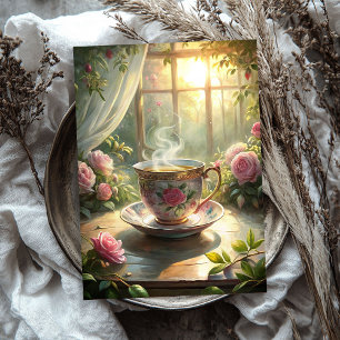 Vintage shabby chic English tea cup roses Tissue Paper