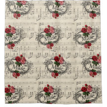 Vintage  Shabby Chic Floral Sheet Music Notes Muse