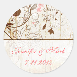 Vintage Shabby Chic Floral Wedding Sticker
