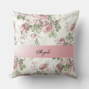 Vintage Shabby Chic Flowers-Personalised Cushion