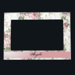 Vintage Shabby Chic Flowers-Personalised Magnetic Frame<br><div class="desc">A vintage style floral pattern designe on white background.The perfect romantic gift idea. Click the Customise It button to change fonts, move text around and further customise your designe.</div>