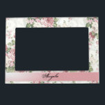 Vintage Shabby Chic Flowers-Personalised Magnetic Frame<br><div class="desc">A vintage style floral pattern designe on white background.The perfect romantic gift idea. Click the Customise It button to change fonts, move text around and further customise your designe.</div>