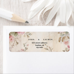 vintage shabby chic pink wedding return address label