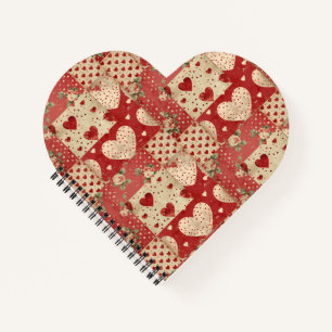 Vintage Shabby Chic Red Patchwork Pattern Notebook