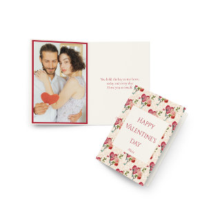 Vintage Shabby Chic Red Roses & Key to My Heart Holiday Card