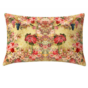 Vintage shabby chic roses and vase yellow pillowcase