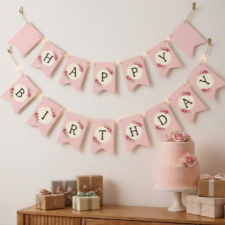 Vintage Shabby Chic Roses Frame Bunting