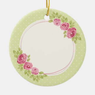 Vintage Shabby Chic Roses Frame Ceramic Ornament
