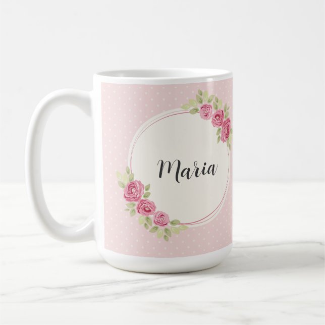 Vintage Shabby Chic Roses Frame Coffee Mug (Left)