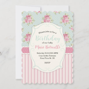 Vintage Shabby Chic Roses Frame Invitation