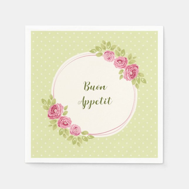 Vintage Shabby Chic Roses Frame Napkin (Front)