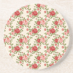 Vintage Shabby Chic Roses Pattern Coaster