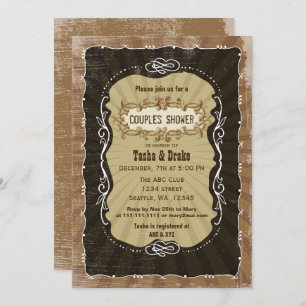 vintage shabby chic rustic Bridal Shower Invites