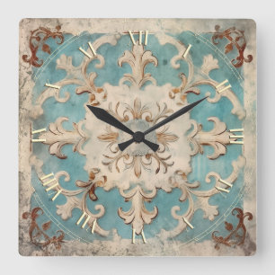 vintage shabby chic square wall clock