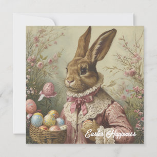Vintage Shabby Chic Victorian Easter rabbit Holiday Card