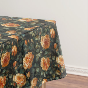 Vintage shabby chic yellow orange French roses Tablecloth