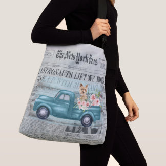 Vintage Shabby Chic Yorkie And Truck Ephemera Crossbody Bag