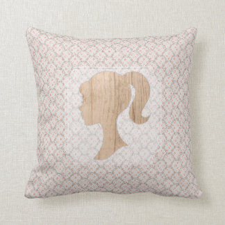 Vintage Shabby Design and Realistic Wood Silhouett Cushion