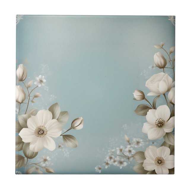 Vintage Shabby Flowers Ceramic Tile (Front)